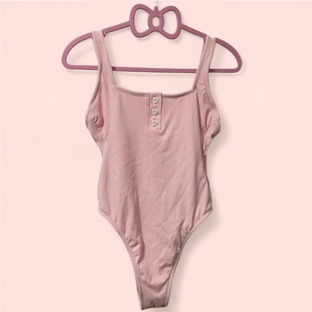 Stoney Clover Lane Pink One Piece Swimsuit with heart button Detail NWT